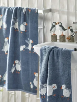 Next Blue Puffin 100% Cotton Towels^ Towels & Bathmats