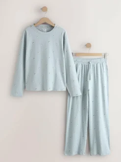 Next Ribbed Long Sleeve Pyjamas^Women All Night & Lounge|Nightwear