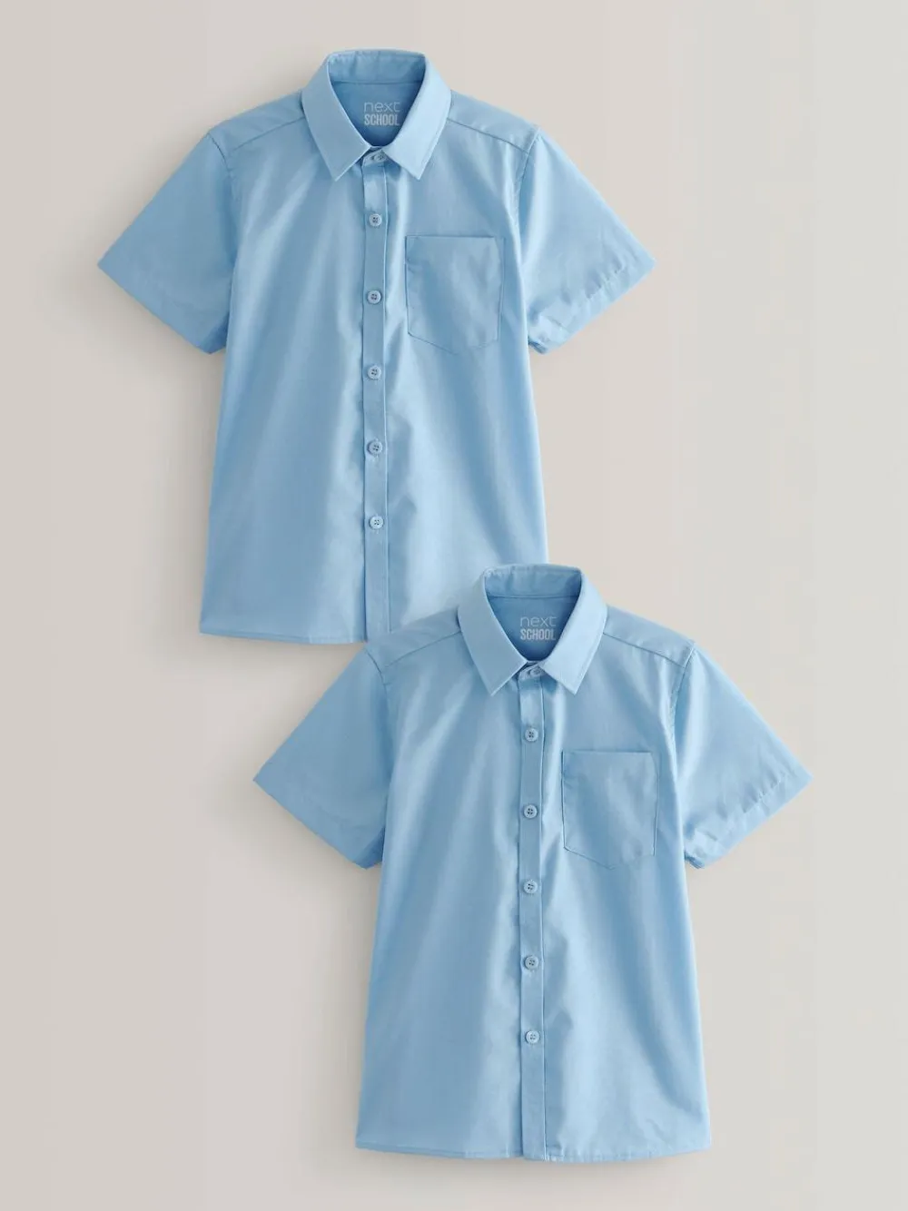 Clearance Next Regular Fit 2 Pack Short Sleeve School Shirts (3-17yrs) Blue