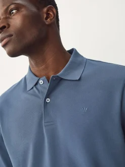 Next Blue Regular Fit Long Sleeve Pique Polo Shirt