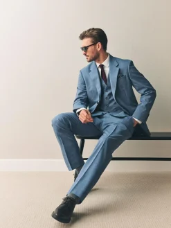 Next Regular Fit Signature Nova Fides 100% Italian Wool Suit Jacket^ Blue Suits