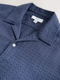 Next Regular Fit Textured Waffle Short Sleeve Shirt^ Shirts