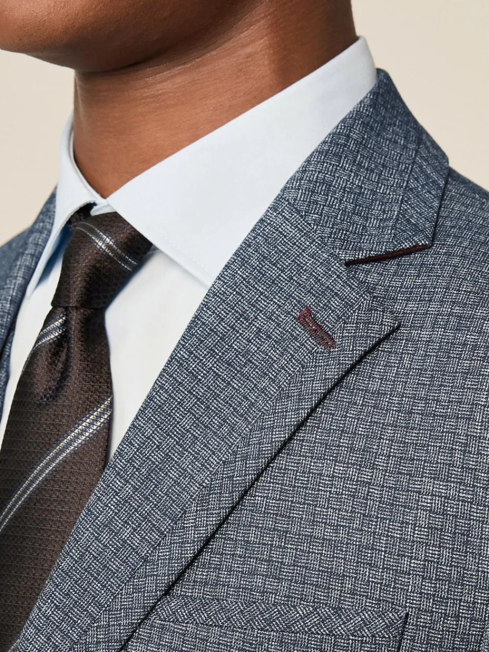 Next Blue Regular Fit Trimmed Textured Suit Jacket^ Blue Suits