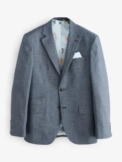 Next Blue Regular Fit Trimmed Textured Suit Jacket^ Blue Suits