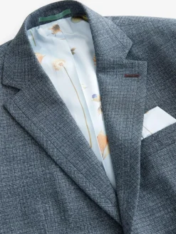 Next Blue Regular Fit Trimmed Textured Suit Jacket^ Blue Suits
