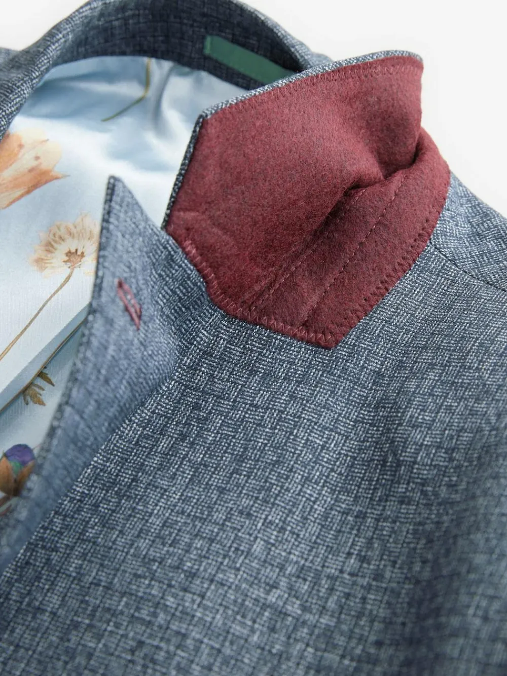 Next Blue Regular Fit Trimmed Textured Suit Jacket^ Blue Suits