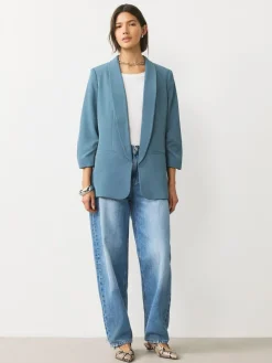 Next Blue Relaxed Ruched Sleeve Blazer^Women Blazers|Suits & Tailoring