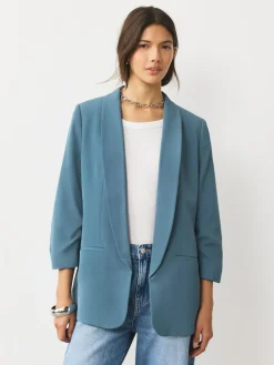 Next Blue Relaxed Ruched Sleeve Blazer^Women Blazers|Suits & Tailoring
