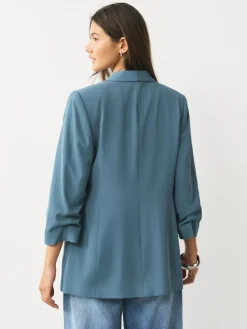 Next Blue Relaxed Ruched Sleeve Blazer^Women Blazers|Suits & Tailoring