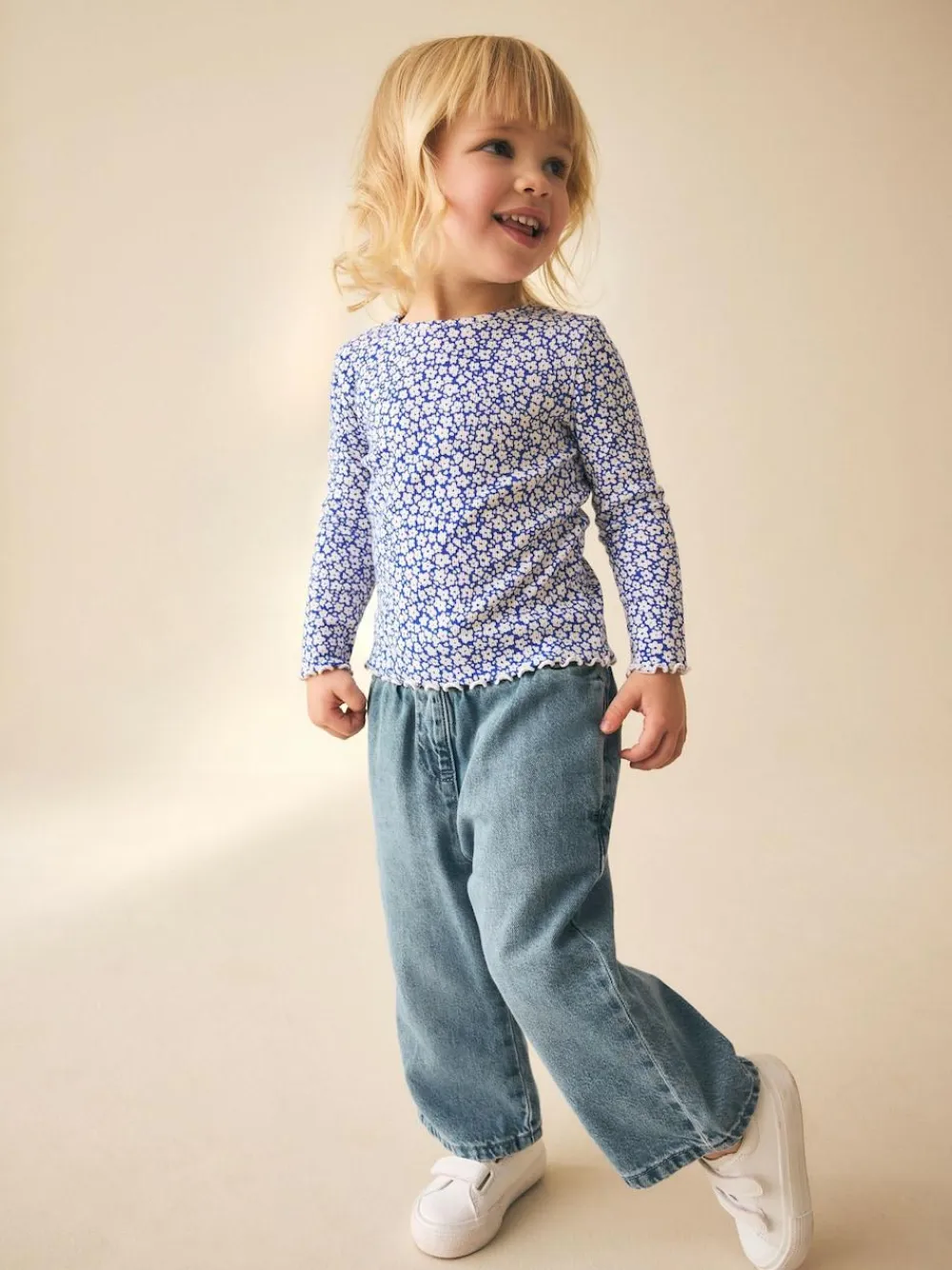 Sale Next Blue Rib Long Sleeve Top (3mths-7yrs)