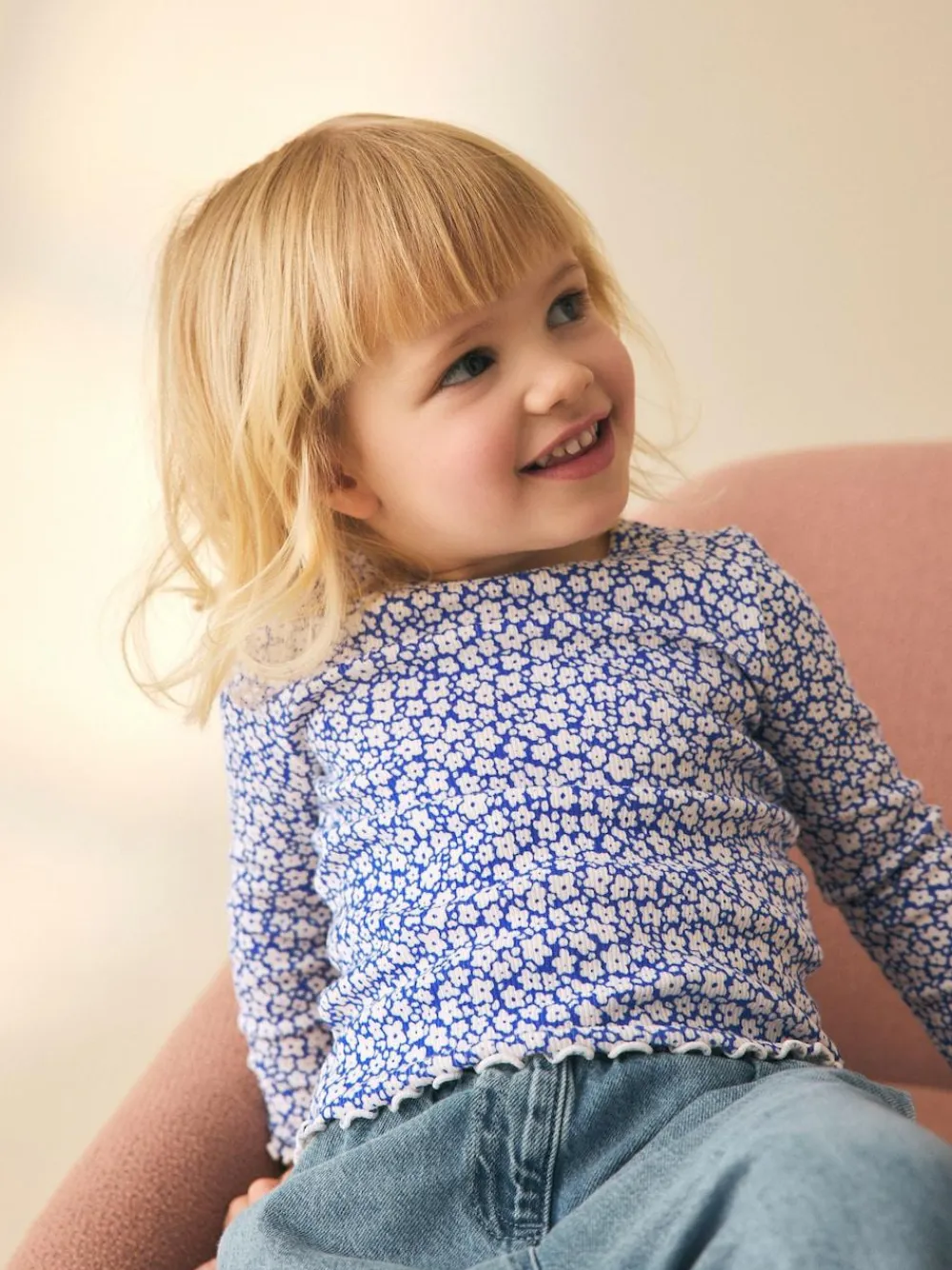 Sale Next Blue Rib Long Sleeve Top (3mths-7yrs)