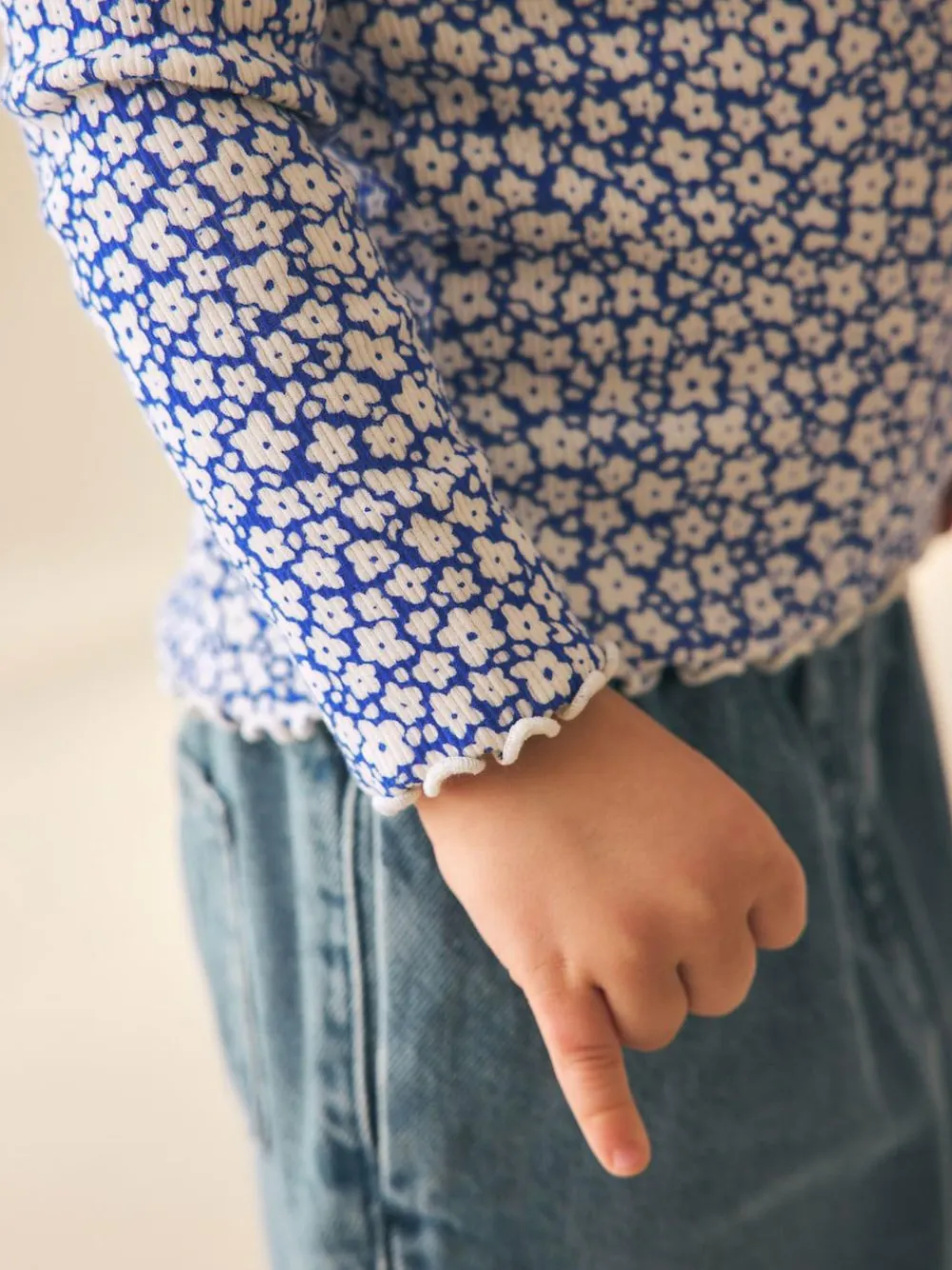 Sale Next Blue Rib Long Sleeve Top (3mths-7yrs)