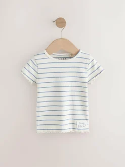 Next Blue Ribbed Short Sleeve Tops 5 Pack (3mths-7yrs)^ Tops|T-Shirts