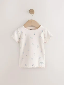 Next Blue Ribbed Short Sleeve Tops 5 Pack (3mths-7yrs)^ Tops|T-Shirts