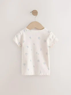 Next Blue Ribbed Short Sleeve Tops 5 Pack (3mths-7yrs)^ Tops|T-Shirts