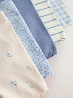 Best Next Blue Ribbed Shorts 5 Pack (3mths-7yrs)