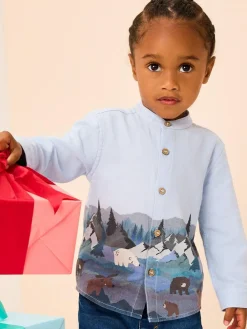Next Long Sleeve Grandad Christmas Printed Shirt (3mths-10yrs)^BOY Suits & Vest
