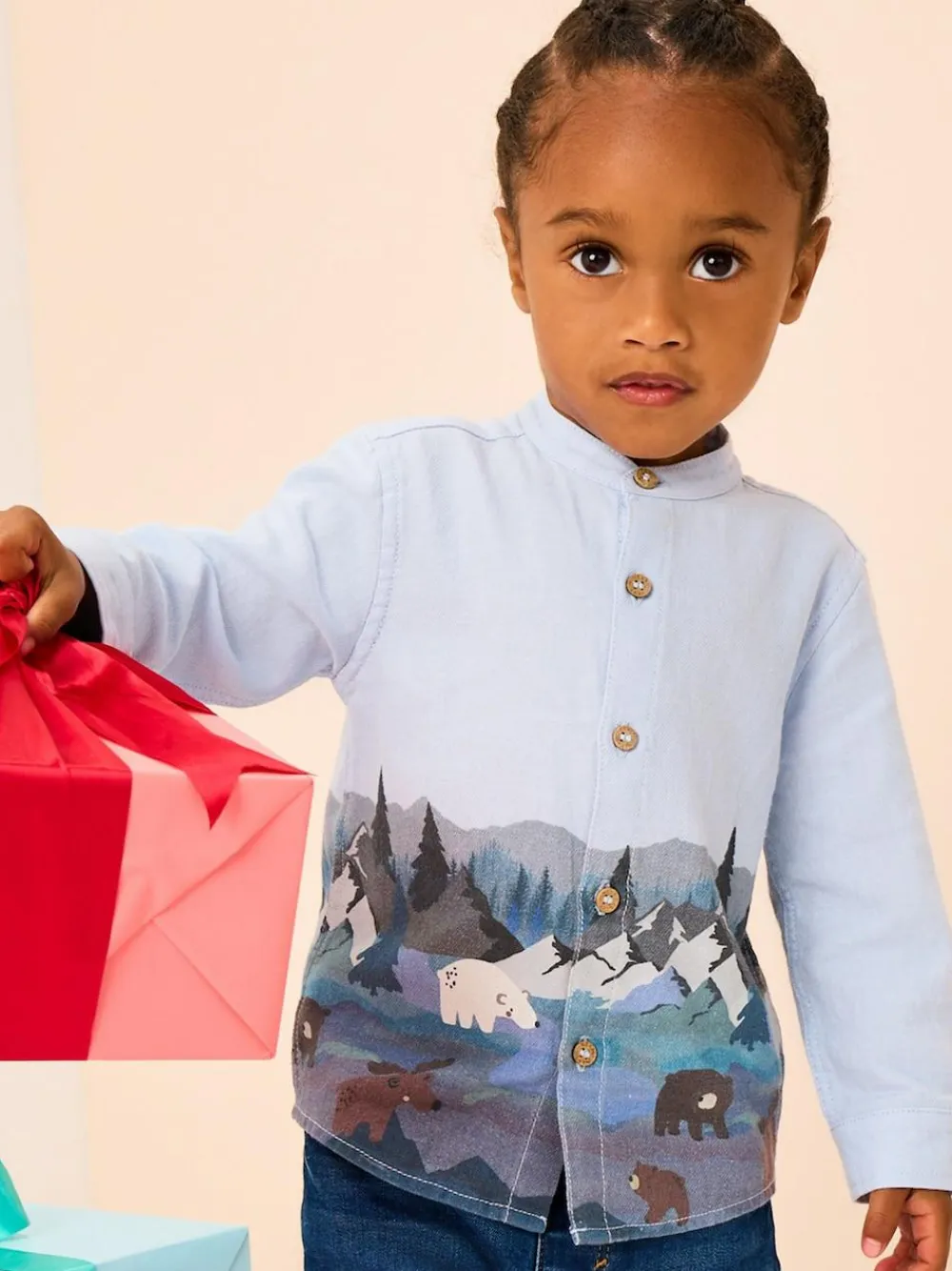 Next Long Sleeve Grandad Christmas Printed Shirt (3mths-10yrs)^BOY Suits & Vest