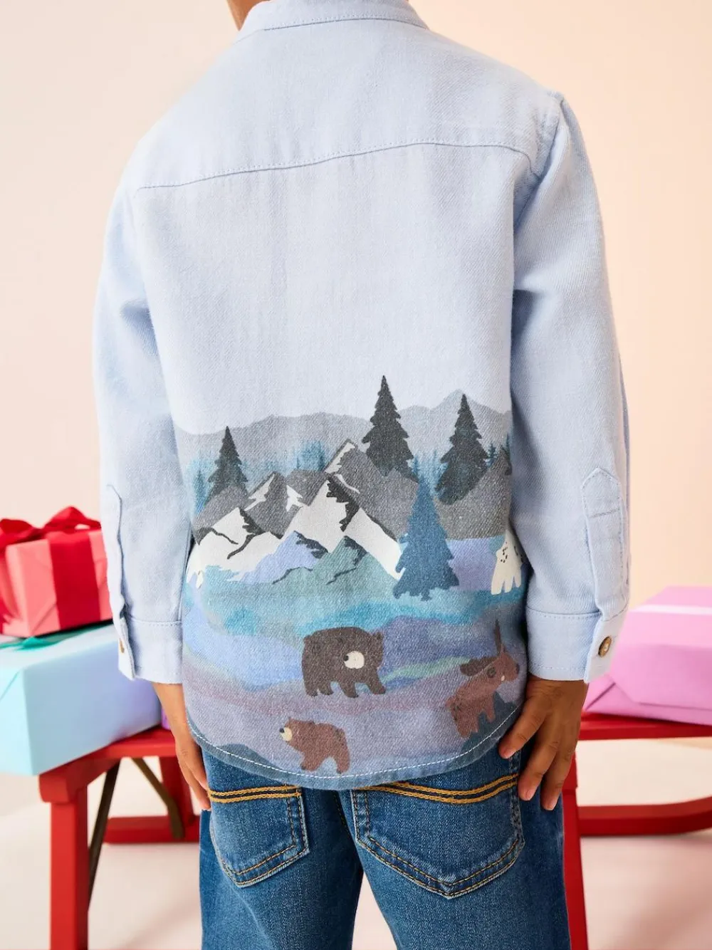 Next Long Sleeve Grandad Christmas Printed Shirt (3mths-10yrs)^BOY Suits & Vest