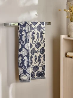 New Next Blue Seahorse 100% Cotton Towel