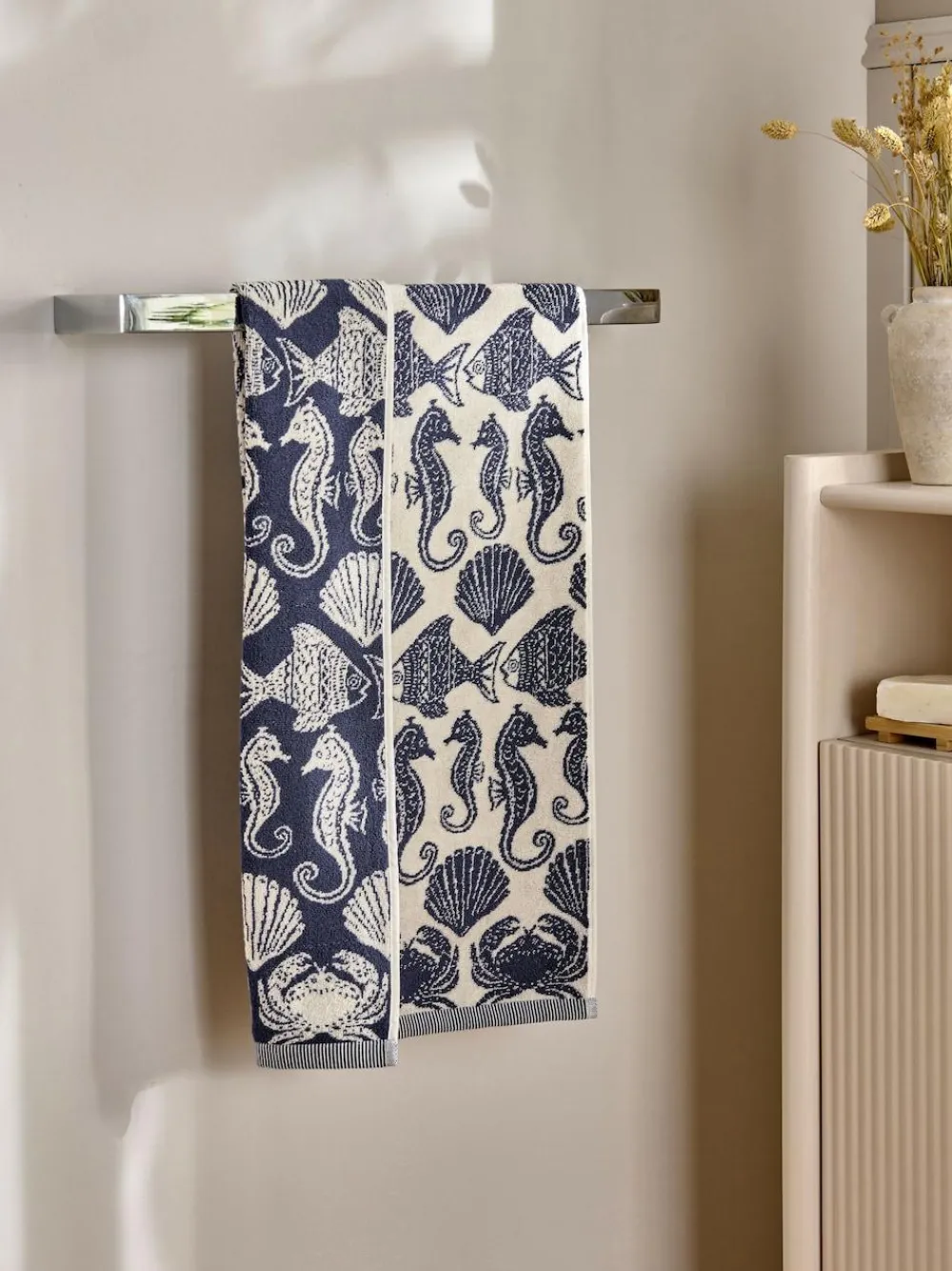 New Next Blue Seahorse 100% Cotton Towel