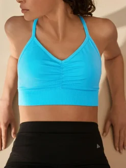Hot Next Seamless Strappy Sports Bra Blue