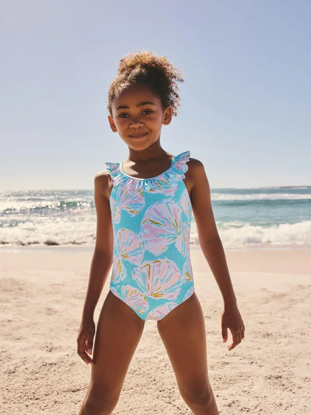 Best Next Frill Swimsuit (3-16yrs) Blue Shell