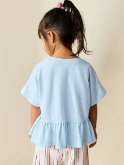 Next Blue Short Sleeve Peplum T-Shirt (3mths-7yrs)^ Tops|T-Shirts