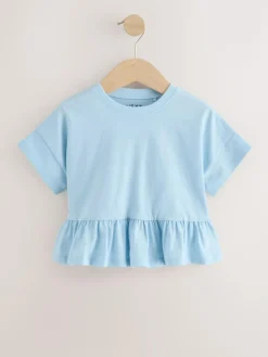 Next Blue Short Sleeve Peplum T-Shirt (3mths-7yrs)^ Tops|T-Shirts