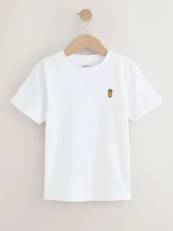 Next Blue Short Sleeve Stag Embroidered T-Shirts 4 Pack (3-16yrs)^BOY Tops|T-Shirts