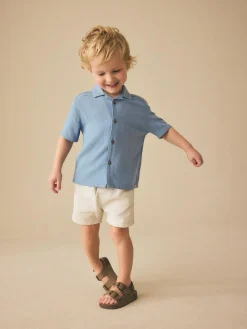 Next Short Sleeves Linen Blend Revere Collar Shirt (3mths-7yrs)^BOY Suits & Vest|Shirts