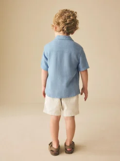 Next Short Sleeves Linen Blend Revere Collar Shirt (3mths-7yrs)^BOY Suits & Vest|Shirts