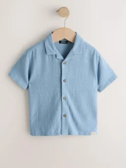 Next Short Sleeves Linen Blend Revere Collar Shirt (3mths-7yrs)^BOY Suits & Vest|Shirts