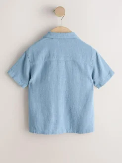 Next Short Sleeves Linen Blend Revere Collar Shirt (3mths-7yrs)^BOY Suits & Vest|Shirts