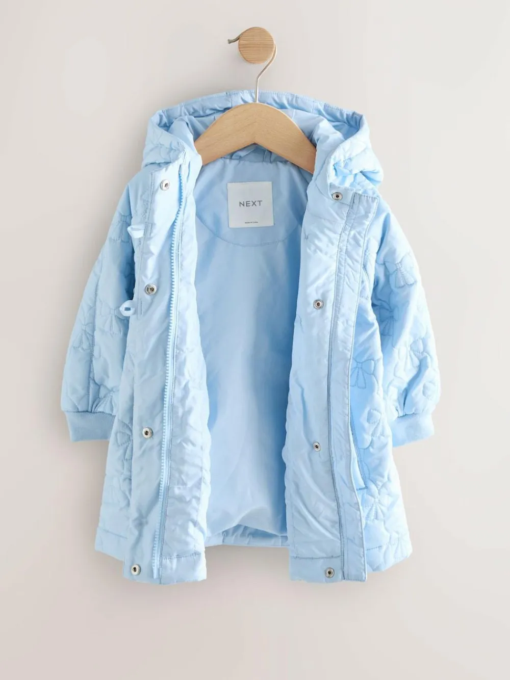 Next Blue Shower Resistant Bow Quilted Coat (3mths-7yrs)^ Coats, Jackets & Pramsuits|Coats, Jackets & Pramsuits