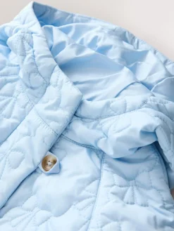 Next Blue Shower Resistant Bow Quilted Coat (3mths-7yrs)^ Coats, Jackets & Pramsuits|Coats, Jackets & Pramsuits
