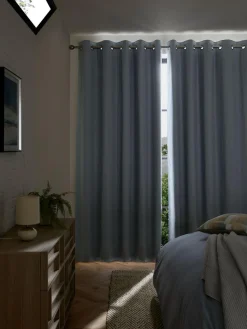 Hot Next Blue Sky Blackout/Thermal Cotton Eyelet Curtains