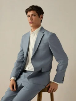 Next Slim Fit Cotton TENCEL™ Suit Jacket^ Blue Suits