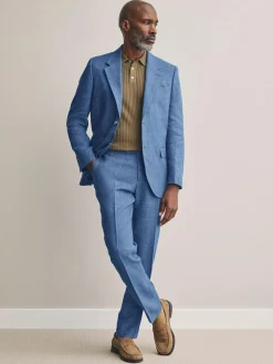 Next Slim Fit Leomaster Italian 100% Linen Suit Jacket^ Blue Suits