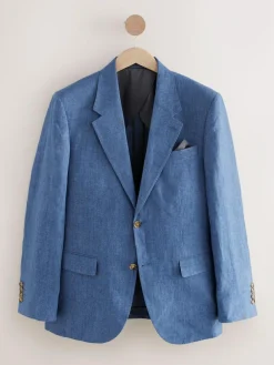 Next Slim Fit Leomaster Italian 100% Linen Suit Jacket^ Blue Suits