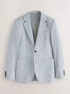 Next Slim Fit Seersucker Stripe Suit Jacket^ Blue Suits