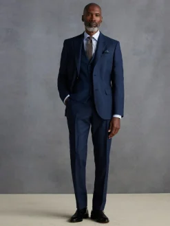 Discount Next Slim Fit Signature Zignone Italian Wool Cashmere Blend Flannel Suit Trousers Blue