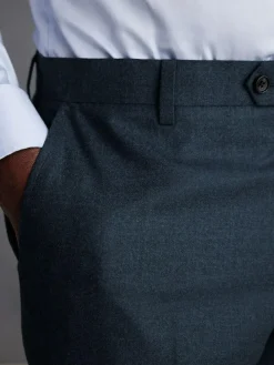 Discount Next Slim Fit Signature Zignone Italian Wool Cashmere Blend Flannel Suit Trousers Blue