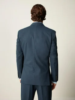 Next Blue Slim Fit Textured Flannel Suit Jacket