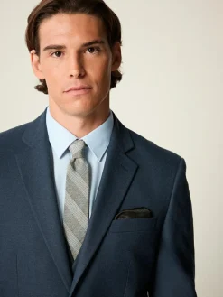 Next Blue Slim Fit Textured Flannel Suit Jacket