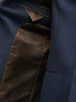 Discount Next Slim Fit Textured Wool Blend Suit Jacket Blue