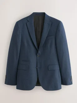 Discount Next Slim Fit Textured Wool Blend Suit Jacket Blue