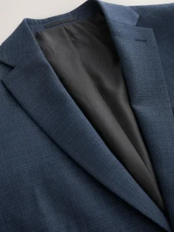 Discount Next Slim Fit Textured Wool Blend Suit Jacket Blue