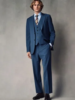 Next Slim Fit Wool Blend Motionflex Suit Jacket^ Blue Suits