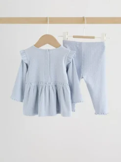 New Next Baby Long Sleeve Frill Top And Leggings Set (0mths-2yrs) Blue Spot